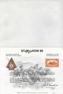 UNITED STATES - STAMPSHOW '80 PHILATELIC EXHIBITION SOUVENIR CARD & ENVELOPPE