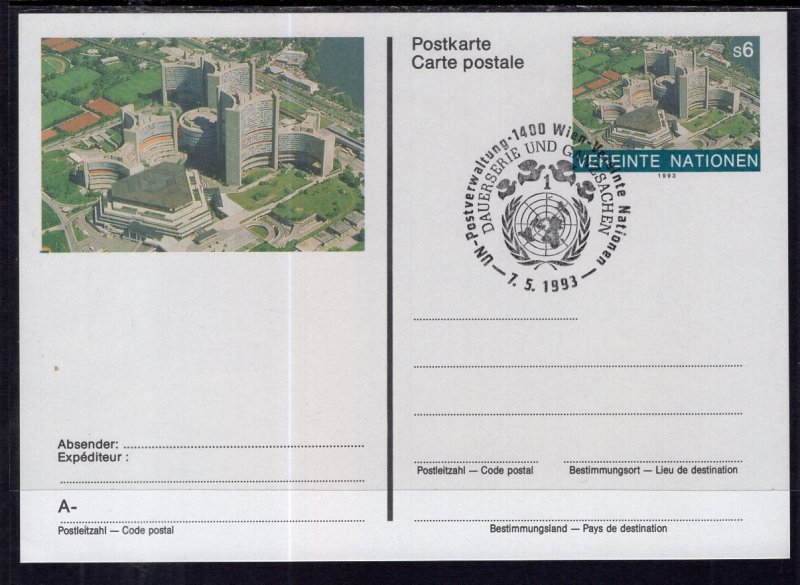 UN Vienna UX7 Postal Card U/A FDC VF