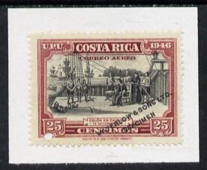 Costa Rica 1947 colour trial proof of 25c (Columbus on sh...