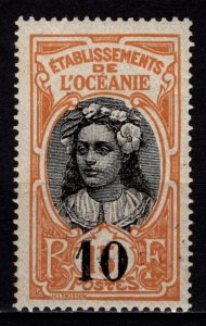 French Polynesia 1916 Tahitian Woman Surch., 10c on 15c [Mint]