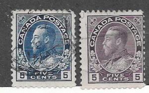 Canada #111-112    5c dark blue & 5c violet  George V -  (U) CV $2.75