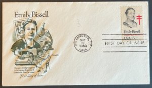 EMILY BISSELL #1823 MAY 31 1980 WILMINGTON DE FIRST DAY COVER (FDC) BX6