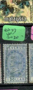 MALAYA STRAITS SETTLEMENTS (P0601B) QV REVENUE $1#1 VFU ANTIQUE OVER 100 YRS OLD 