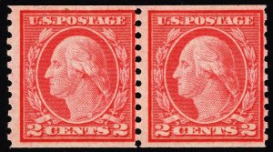 US 492 MNH VF 2 Cent Washington Pair Carmine