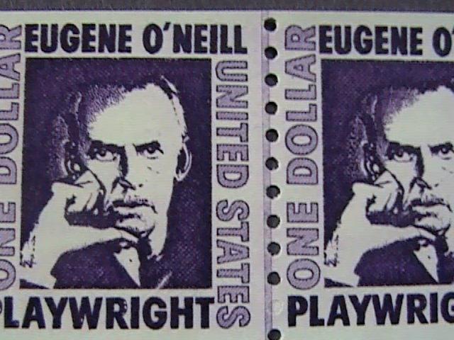 U.S.# 1305C-MNH---DULL GUM---JOINT LINE PAIR--EUGENE O'NEILL/PLAYWRIGHT-1973