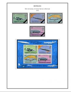 COLOR PRINTED BERMUDA 1865-1999 STAMP ALBUM PAGES (86 illustrated pages)