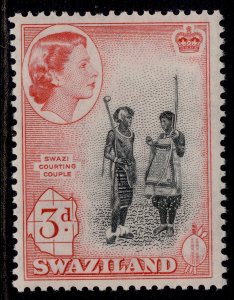 SWAZILAND QEII SG56, 3d black & rose-red, LH MINT.