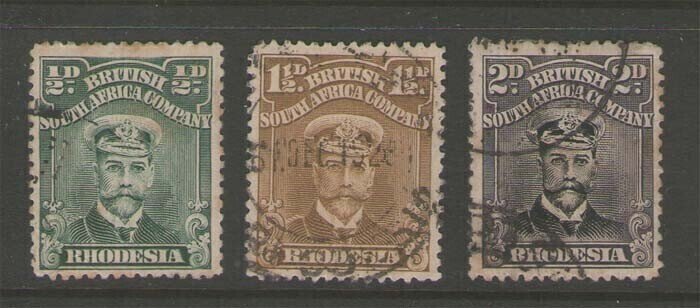 Rhodesia 1913 Sc 119,121-22 FU