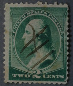 United States #213 2 Cent Washington Light Hand Cancel Used