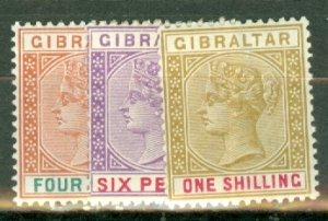 HV: Gibraltar 11-13, 17, 19, 21 mint CV $195.50; scan shows only a few