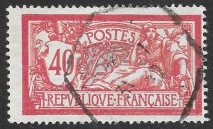 France red and pale blue 40c Liberty and Peace issue of 1900 Scott 121 Used