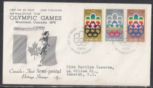 Canada Scott B1-3 Combo Rose Craft FDC - Olympic Symbols