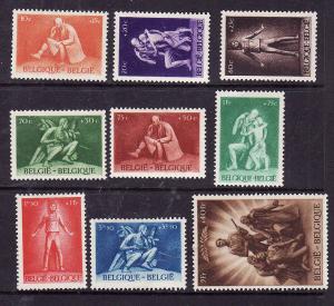 Belgium-Sc#B399-407-Unused hinged semi-postal set-1945-