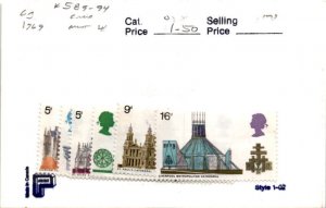 Great Britain, Postage Stamp, #589-594 Mint LH, 1969 Cathedral (AC)