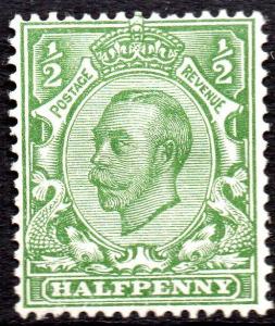 SG 344: 1912 ½d Pale Green N5/2 Mounted Mint 