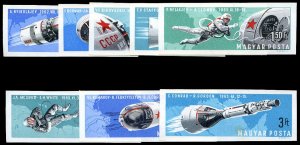 Hungary #1803-1810 Cat$20, 1967 Space Craft, imperf. set of eight, never hing...