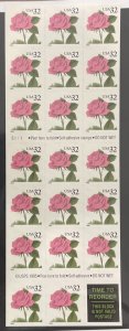 US 1995 32c Pink Rose Booklet of 20 # 2492 MINT