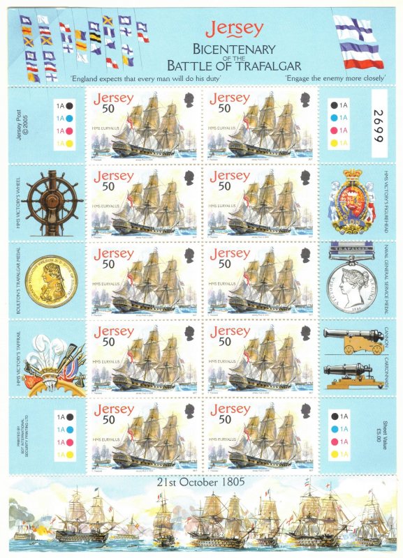 JERSEY 2005 Battle of Trafalgar Sheets; Scott 1190-94; MNH