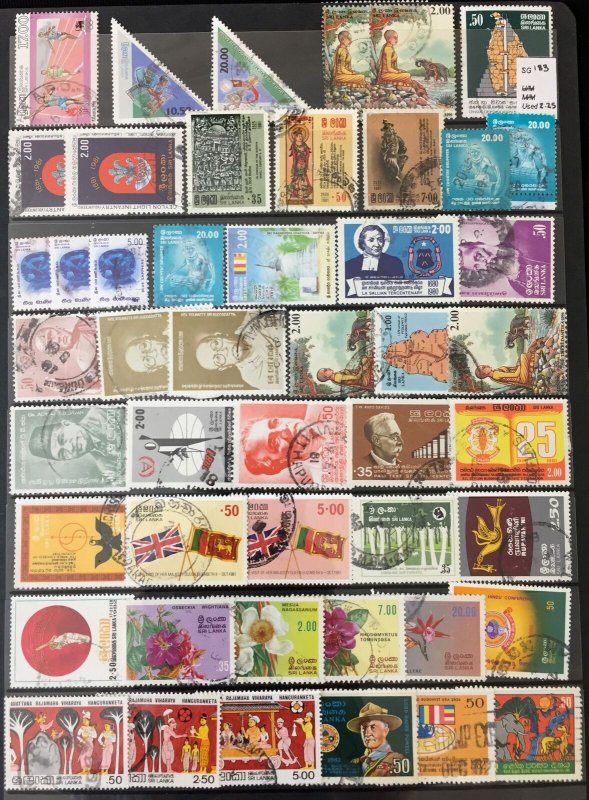 Sri Lanka Mid Used Mixture Incl.Birds(Apx 150 Items) TK540 