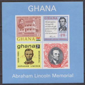 GHANA - 1965 CENTENARY OF DEATH OF ABRAHAM LINCOLN - MIN. SHEET MINT NH