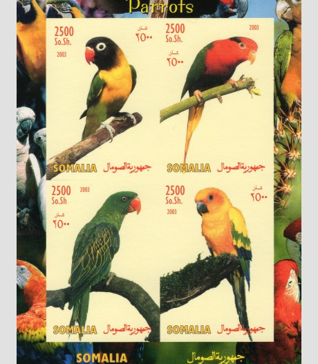 SOMALIA 2003 Parrots Sheet (4) Imperforated mnh.vf