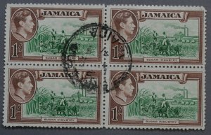 Jamaica #125 Used Block of 4 with Circlular Cancel Dated '41'