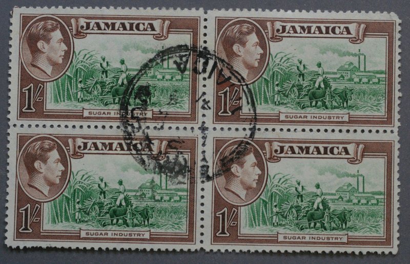 Jamaica #125 Used Block of 4 with Circlular Cancel Dated '41'