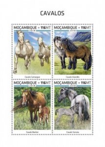 Mozambique - 2018 Horse Breeds - 4 Stamp Sheet - MOZ18509a