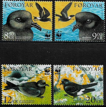 Faroe Is #458-61 MNH Set - WWF - Petrels - Birds