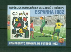 St. Thomas and Prince #650 (1982 World Cup sheet) on ungummed carton paper
