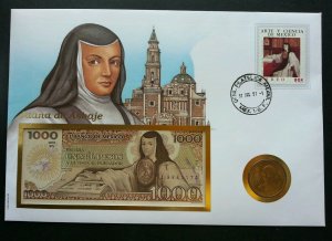 Mexico 1997 Famous People FDC (banknote coin cover) 3 in1 *rare