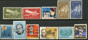 AUSTRALIA Sc#382-386, 388-92 1964-65 Nine Different Commemorative Sets Used