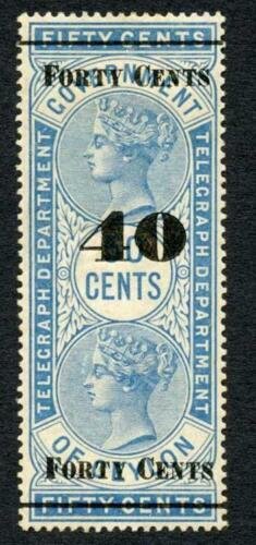 Ceylon Telegraphs SGT49 40c on 50c Blue Mint (toned gum) Cat 60 pounds 