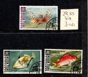 Tanzania #28,33,34 USED F  3 SINGLE STAMPS