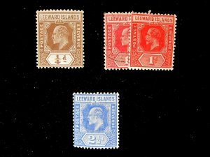 LEEWARD ISLANDS - SCOTT# 46,48,50 - MH - CAT VAL $11.05