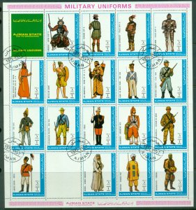 Ajman 1972 Mi#2537-2544 Military Uniforms sheetlet CTO