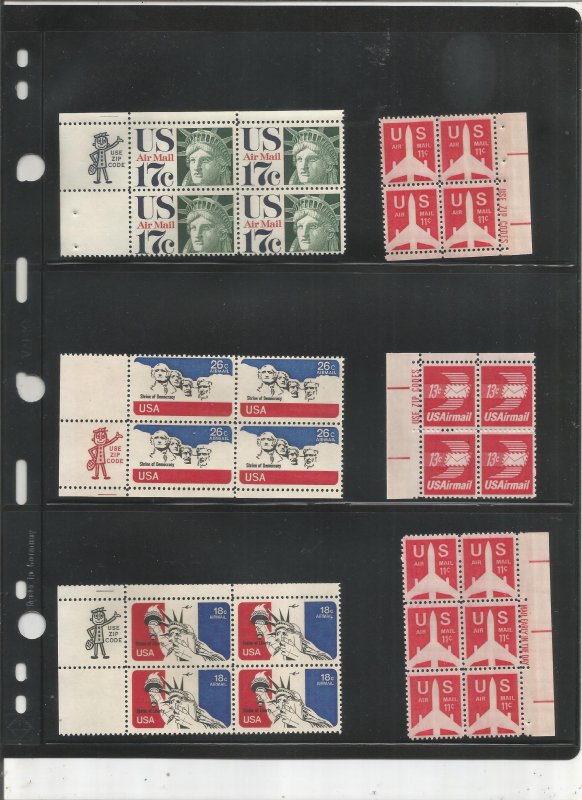 US AIRMAIL ZIP BLOCK COLLECTION, MNH