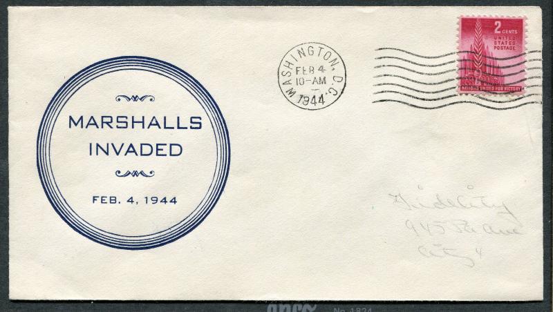 EVENT CACHET WWII - February 4 1944 - Marshalls Invaded - S7900