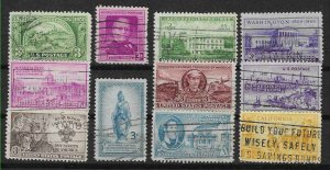 PCBstamps  1950 Commemoratives Year Set, #987-997, (11 var), used, (5)