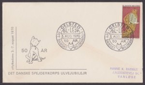 DENMARK 1970 THE DANISH SCOUT CORP'S WOLF ANNIVERSARY CAMP COVER WITH SP...