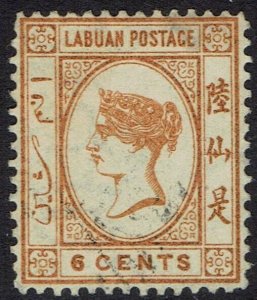 LABUAN 1880 QV 6C WMK CROWN CC USED