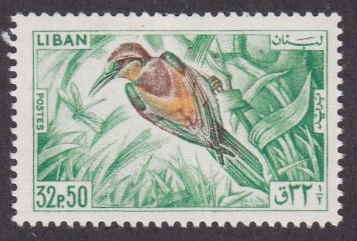 Lebanon # 439, Birds - European Bee Eater, Mint Hinged, 1/3 Cat.
