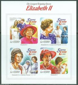 SIERRA LEONE 2015 QE II W/POPE JOHN PAUL II, PRINCESS DIANA, MOTHER TERESA IMP