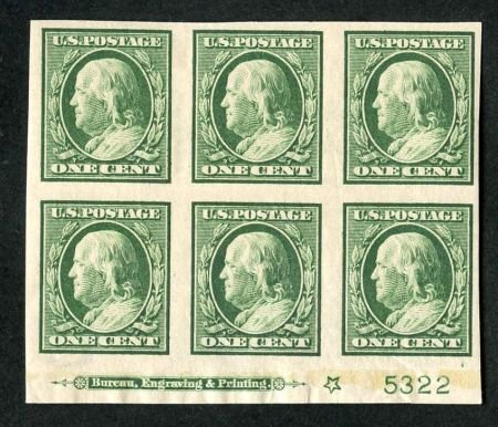 US 383 Washington / Franklin F - VF LH Plate Block 