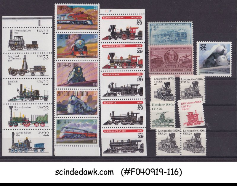 UNITED STATES - SELECTED STAMPS OF RAILWAY LOCOMOTIVES 24V MNH