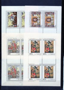 CZECHOSLOVAKIA 1970 PAINTINGS/SLOVAK ICONS SET OF 4 SHEETS OF 4 STAMPS MNH