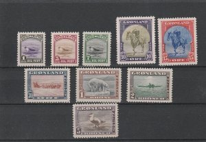 Greenland  Scott#  10-18  MH  (1945 Various Designs)