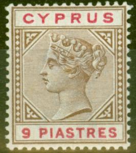 Cyprus 1894 9pi Brown & Carmine SG46 Fine & Fresh Mtd Mint 