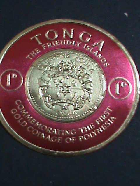 ​TONGA-1963 -COLORFUL BEAUTIFUL GOLD REPLICA COAST OF ARM MNH STAMP VERY FINE