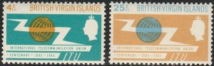 British Virgin Islands, #159-160  MH From 1965,  CV-$0.95